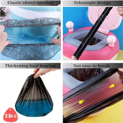 OULIGET Potty Chair Liners with Elastic, Portable Potty Training Bags, Potty Refill Liners Disposable for Toddlers Kids and Baby,Toilet Seat Cover,17x8Inches,Black,200pieces - color: Black 200pieces