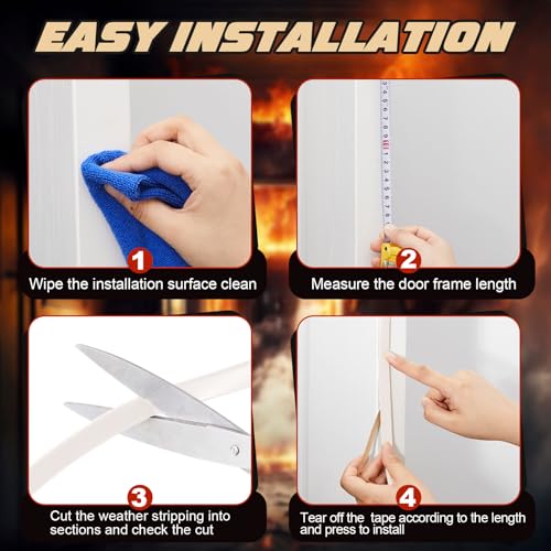2 Pcs Adhesive Fire/Smoke Door Gasket Seal, 0.5" W X 0.25" H X 20' L, White - color: White, size: 0.5" W X 0.25" H X 20' L