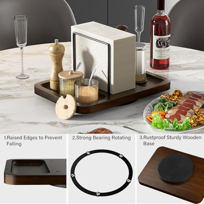 Rotating Napkin Holder for Table with Salt and Pepper Shakers Caddy - color: Brown
