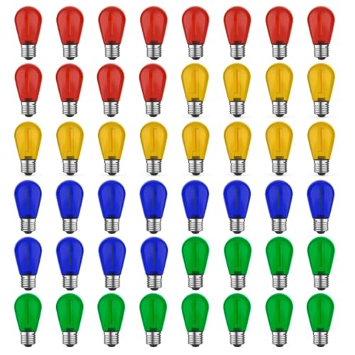 GvvooHome S14 Colored Light Bulbs for Christmas Decorations, 48 Pack - color: Multi Color, size: 48 Pack