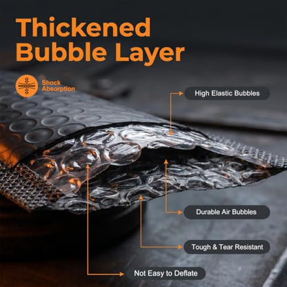 25 Pack 3" x 7" Usable Size Bubble Mailers, Black Small Padded Envelopes with Self Seal Closure, Bubble Envelopes for Jewelry, Trading Cards, Makeup and Small Items - size: 3" x 7" (Usable Size) - 25 Pack
