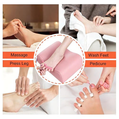 Pedicure Manicure Footrest & Pedicure Stand, Manicure Nail Care Tool, Height Adjustable with Soft Cushion, Non-Slip for Salon, Spa, Home Use, Pink - color: Black & Pink
