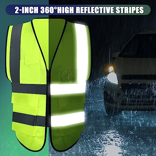 Leumoi 30 Pack Reflective Safety Vest with Pockets - color: Fluorescent Green, size: Large