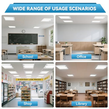 2x2 LED Troffer Center Basket Panel,5Color Tunable 3500K/4000K/5000K,Watt Adjustable,30W/35W/40W-Up to 6000Lumens,0-10V Dimmable Recessed Back-Lit Drop Ceiling Light,ETL Qualified,32Pack - size: 2x2 32Pack