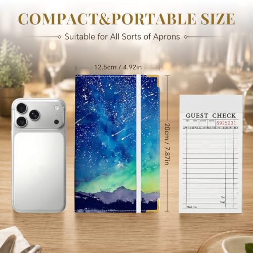 Server Book,7 Pocket Zipper Organizer,Server Books for Waitress - color: Galaxy