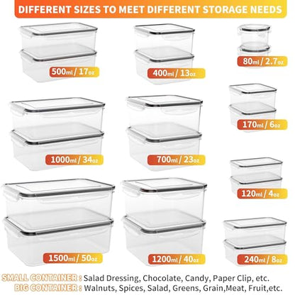 40 PCS Plastic Food Storage Containers with Lids Airtight, BPA-Free Leakproof Meal Prep Containers Reusable,Microwave & Dishwasher & Freezer Safe,Includes Labels & Pen - color: Black 20 Pack