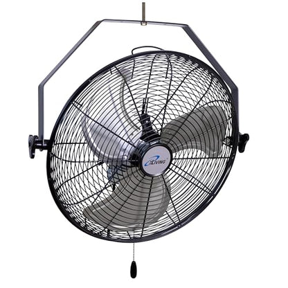 iLiving 18 Inch Wall Mount Fan, 4550 CFM High Velocity Metal Fan with 3 Speeds, Sealed Motor & 360° Tilt, Heavy Duty Wall/Ceiling Mount Fan for Garage, Warehouse, Barn, Greenhouse, Workshop - size: 18 Inches