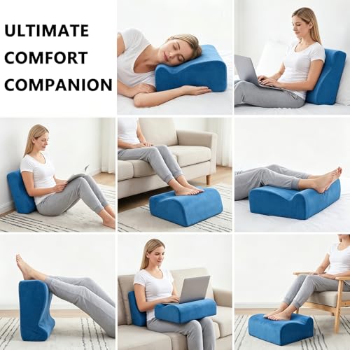 Foot Rest for Under Desk at Work, Ergonomic Footrest Multifunctional 3-Tier Foot Stool, Support Foot Pillow for Office Chair Gaming Chair Leg Elevation Pillow (Blue, One Size) - color: Blue