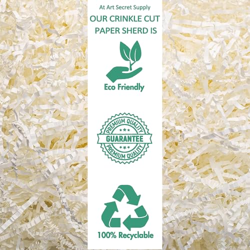 Art Secret Crinkle Cut Paper Shred Filler for Packing and Filling Gift Baskets - 2 LB (White) - color: White