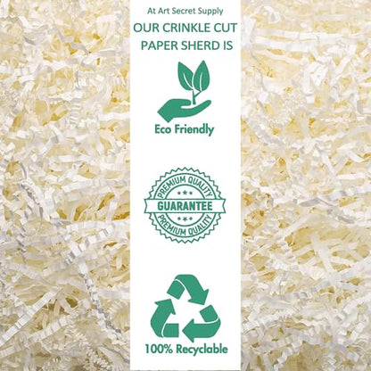 Art Secret Crinkle Cut Paper Shred Filler for Packing and Filling Gift Baskets - 2 LB (White) - color: White