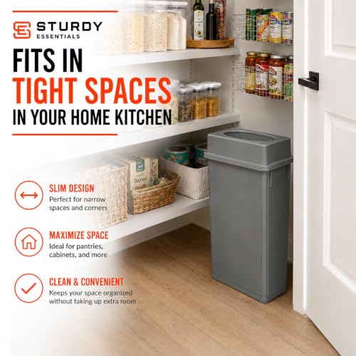 23 Gallon Slim Jim Rectangular Gray Trash Can with Swing Lid | 3 PACK - color: Gray with Lid