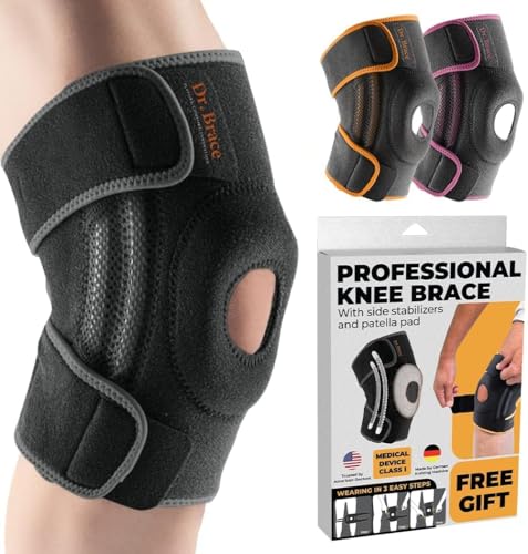 DR. BRACE ELITE Knee Brace with Side Stabilizers & Patella Gel Pads - color: Mercury, size: Medium
