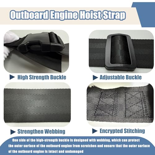 Outboard Motor Hoist Harness, Lift Strap for 2 HP to 30 HP Outboard Engines - size: 2HP-30HP
