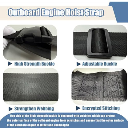 Outboard Motor Hoist Harness, Lift Strap for 2 HP to 30 HP Outboard Engines - size: 2HP-30HP