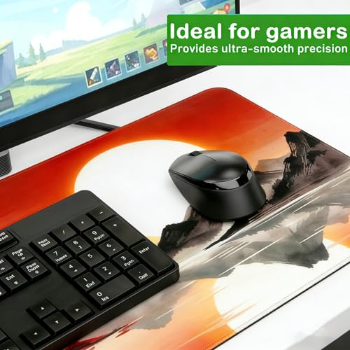 Large Gaming Mouse Pad, 35.4 x 15.7 Inch Computer Mousepad, Waterproof Gaming Mousepad with Stitched Edges and Non-Slip Rubber Base, Extended Desk Mat for Home Office Work(Sunset)