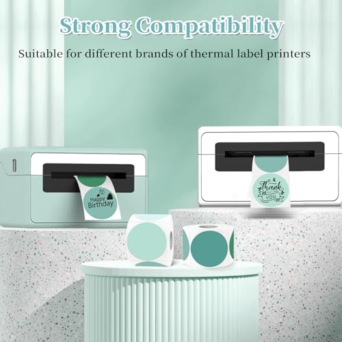 1.5 inch Round Thermal Label,Green Thermal Sticker Labels,Direct Thermal Printer Label for DIY Logo Design,Thanks Card,500 Labels/1 Roll - color: Green Gradient, size: 1.5 inch