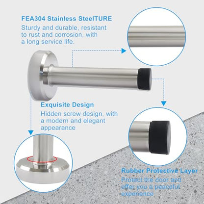 Jiozermi 10 Pcs Silver Door Stopper, Heavy Duty Wall Mounted - color: Silver