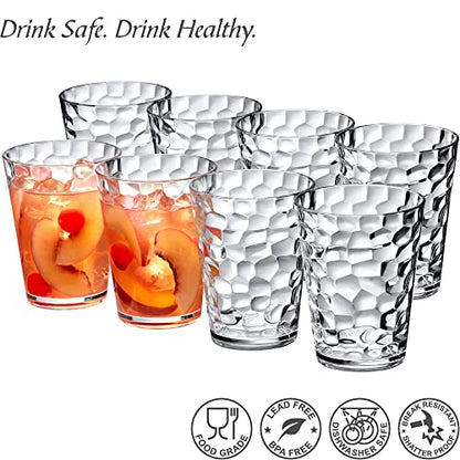 Amazing Abby - Iceberg - 16-Ounce Plastic Tumblers (Set of 8), All-Clear Reusable Plastic Cups, Stackable, BPA-Free, Shatter-Proof, Dishwasher-Safe - style: All-Clear, 16 oz