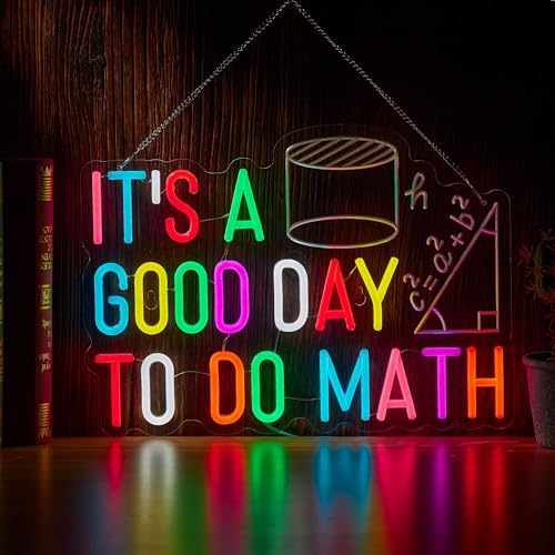 It's A Good Day To Do Math Neon Sign Colorful LED Light for Classroom Wall Decor Math Teacher Lover Student Gift Home Office Study Room Fun and Inspirational Math-Themed Neon Light - color: Pink Blue