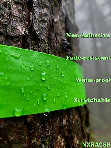 Green Flagging Tape - Non-Adhesive Hi-Vis Plastic | 5 Rolls (1" x 500') | Fade-Resistant for Surveyor, Tree Marking, Hunting Trail, Boundaries & Hazardous Areas Workplace - color: Green