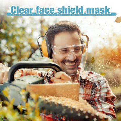 Face Shield with Glasses 4 Pack, Anti -Fog Clear Face Mask Full Face Protection Splash Guard Reusable Breathable See Through Goggles Plastic Working Face Shields Nail Art Tools for Nail Artists - style: 4 Pack