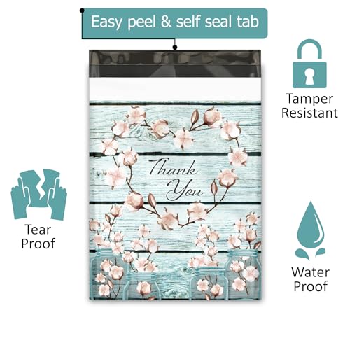 10x13 (100) Cotton Summer Designer Poly Mailers Waterproof Self Sealing Tear Resistant Polymailers Shipping Envelopes Premium Printed Bags For Small Businesses - color: Cotton, size: 10x13 inches