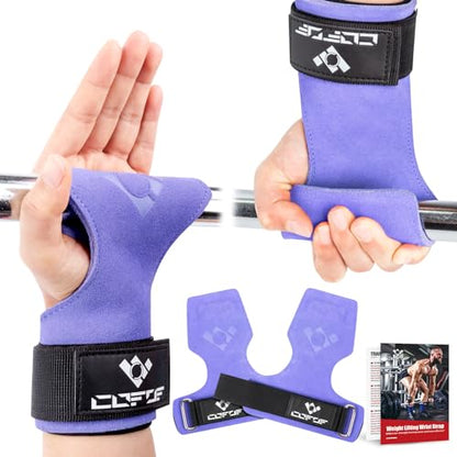 Weight Lifting Wrist Strap, Double-Layer Leather for Deadlift Powerlifting - color: Purple