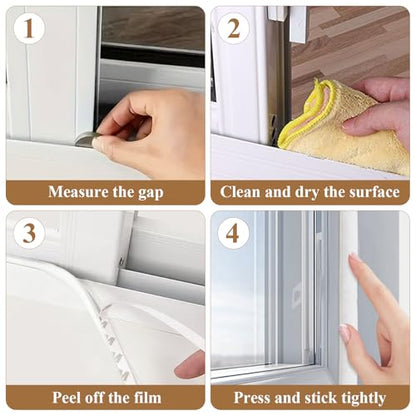 Supkiir 65.6Ft Brush Weather Stripping, 0.4" WideX0.6 Thick Door Seal Brush, Self Adhesive Window Insulation Seal White Weatherstrip Brush for Soundproofing Dust-Proof Waterproof Windproof