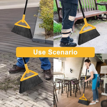 Heavy Duty Yellow Angle Broom with Long Handle - 4 Pack - color: 4pack Yellow