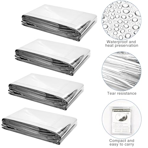 20 Pcs Emergency Mylar Thermal Blanket,High Reflectivity Survival Blanket,Reusable & Waterproof for Outdoor,Camping,Hiking,First Aid,Plant Growth,Garden Greenhouse (Silver)