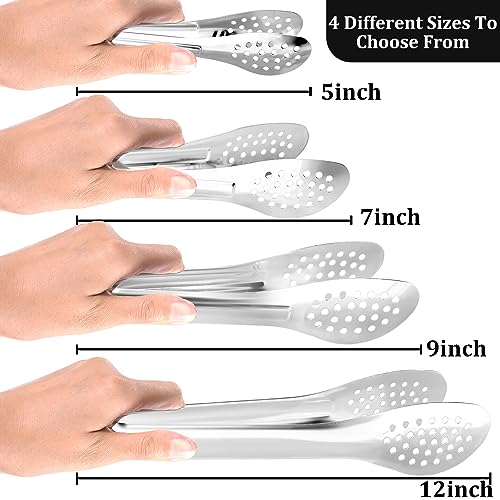 10PCS 5 Inch mini tongs Serving Tongs Small Kitchen Tongs Silver - size: 5 Inch