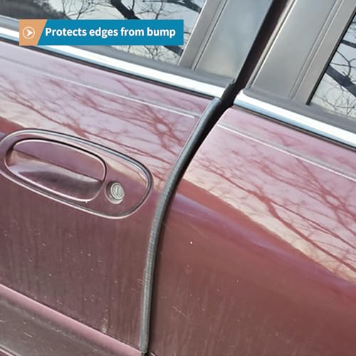 Rubber Edge Trim Guard 10ft/3m, Adhesive Free Door Edge Protector, U Shape Edge Seal Strip with Embedded Metal Clips Fits 3/64" to 1/8" Thick Edges (Black) - size: 120" L x 0.25" W