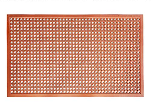 New Star Foodservice 54521 Rubber Floor Mat, 36" x 60", Red