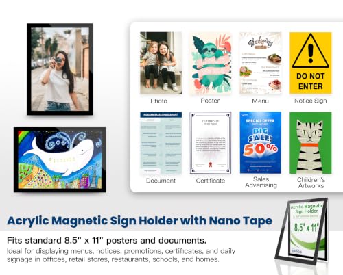 Acrylic Sign Holder 8.5 x 11 Wall Mount, Magnetic Sign Holder, Black - color: Black, size: 20 Pack 8.5" x 11"
