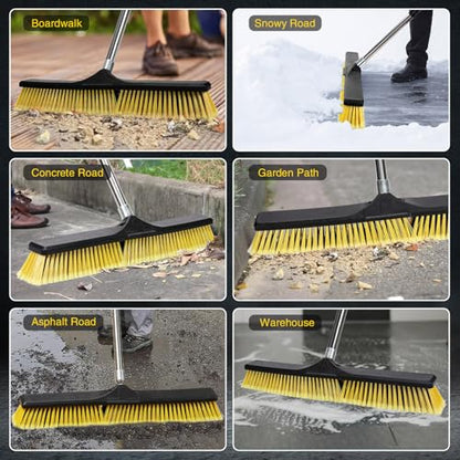 Masthome 25 ” Push Broom, Heavy Duty Outdoor Commercial Broom - color: Yellow