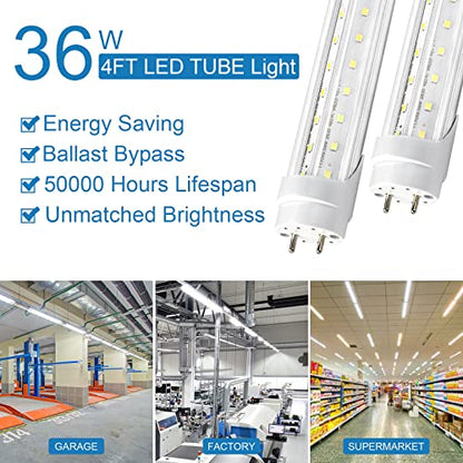 T8 LED Bulbs 4 Foot, 25-Pack 4FT LED Shop Light Tubes, 36W 4680LM 5000K Daylight White, T8 T10 T12 Fluorescent Replacement Bulbs, High Output V-Shaped, Remove Ballast, Double Ended Power - size: 25 Pack