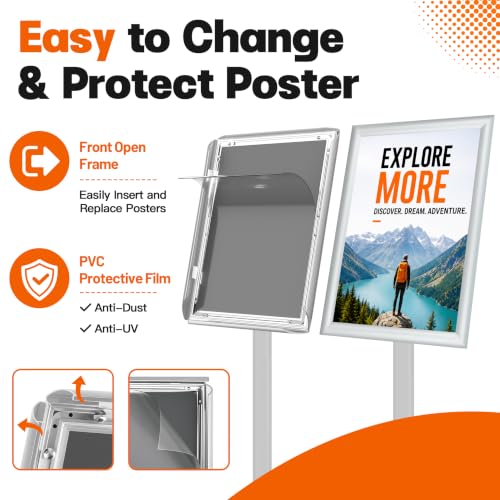 Pedestal Sign Holder Stand 11"x17", Heavy Duty Standing Sign Holder - color: Sliver, size: 11x17 in