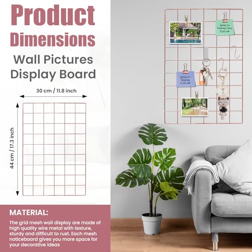 CIKLCIX Wire Wall Grid Panel Set of 4, Photo Display Board & Memo Board - color: Rose Gold, size: 4 Pack