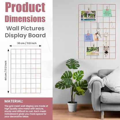 CIKLCIX Wire Wall Grid Panel Set of 4, Photo Display Board & Memo Board - color: Rose Gold, size: 4 Pack