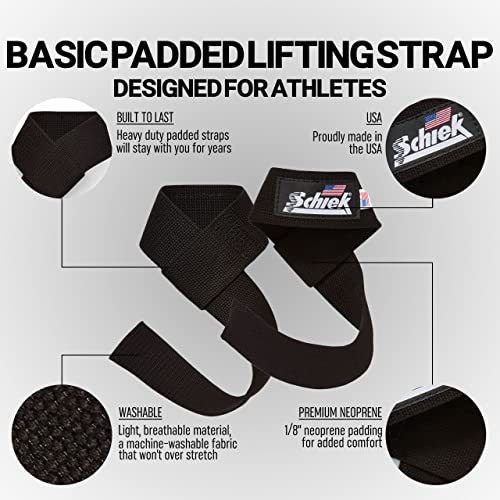 Schiek Sports, Inc. Basic Padded Lifting Straps in Black