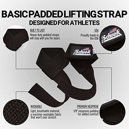 Schiek Sports, Inc. Basic Padded Lifting Straps in Black