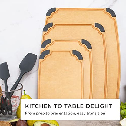 Elihome Essential Series Cutting Board for Kitchen- Natural Wood Fiber Composite, Dishwasher Safe, Eco-Friendly, Juice Grooves, Non-Slip Feet, Non-Porous, Reversible, BPA Free, X-Large -17" x 13" - style: XL-17" x 13"