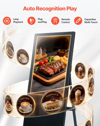 VEVOR 32 in Indoor Digital Signage Floor Standing Advertising Display Kiosk, WiFi HDMI/USB Input Android OS, 178° Wide View, LCD Touchscreen Interactive Monitor, Commercial Totem Vertical Poster - size: 32"-Touchscreen