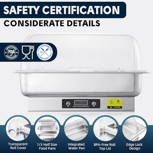 Electric Chafing Dish Buffet Server with Button Panel Control - size: 604-Triple Pan