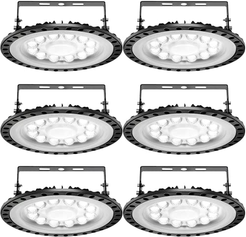 6 PACKS 50W UFO LED High Bay Light, 5000LM Commercial Bay Lighting Daylight 6500K, IP65 Waterproof LED Commercial Bay Light, LED Warehouse Light Shop Light Garage Light - color: 6 Packs, size: 50watt