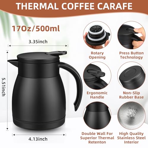Norme 2 Pcs Thermal Coffee Carafe Creamer, Black, 17 oz - color: Black, size: 17 oz