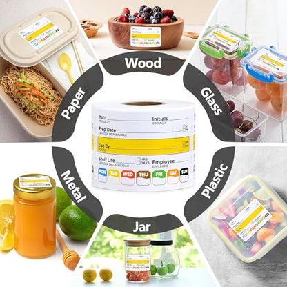 300 Pcs Restaurant Quality Shelf Life Food Rotation Labels Vinyl, 2” x 3” Self-Adhesive Removable Freezer Food Labels, Perfect for Reusable Containers, Easy to Remove, Food Safety Date Sticker - style: 1 Pc