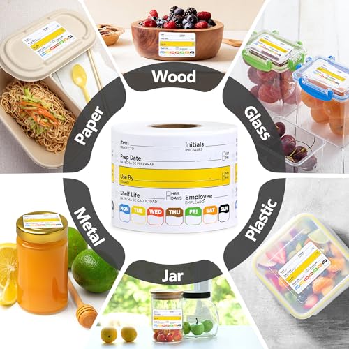 Restaurant Quality Shelf Life Food Rotation Labels Vinyl, 2” x 3” Self-Adhesive Removable Freezer Food Labels Stickers, Perfect for Reusable Containers, Food Date Sticker (Large, Count, 2) - style: 2 Pc