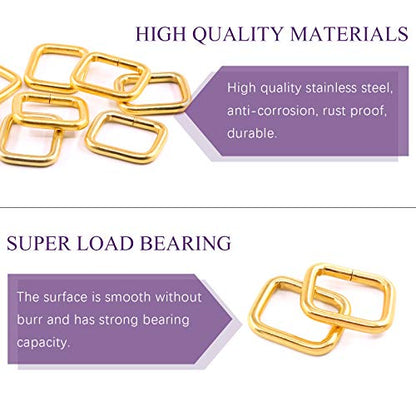 Swpeet 60Pcs Heavy Duty Metal Rectangle Ring - color: Gold, size: 1/2 Inch