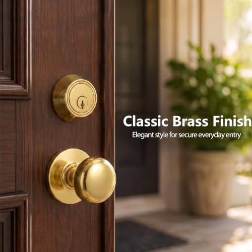Tandefio 1 Set Double Cylinder Mortise Lock, Left Hand, Brass - color: Brass, style: Left Hand